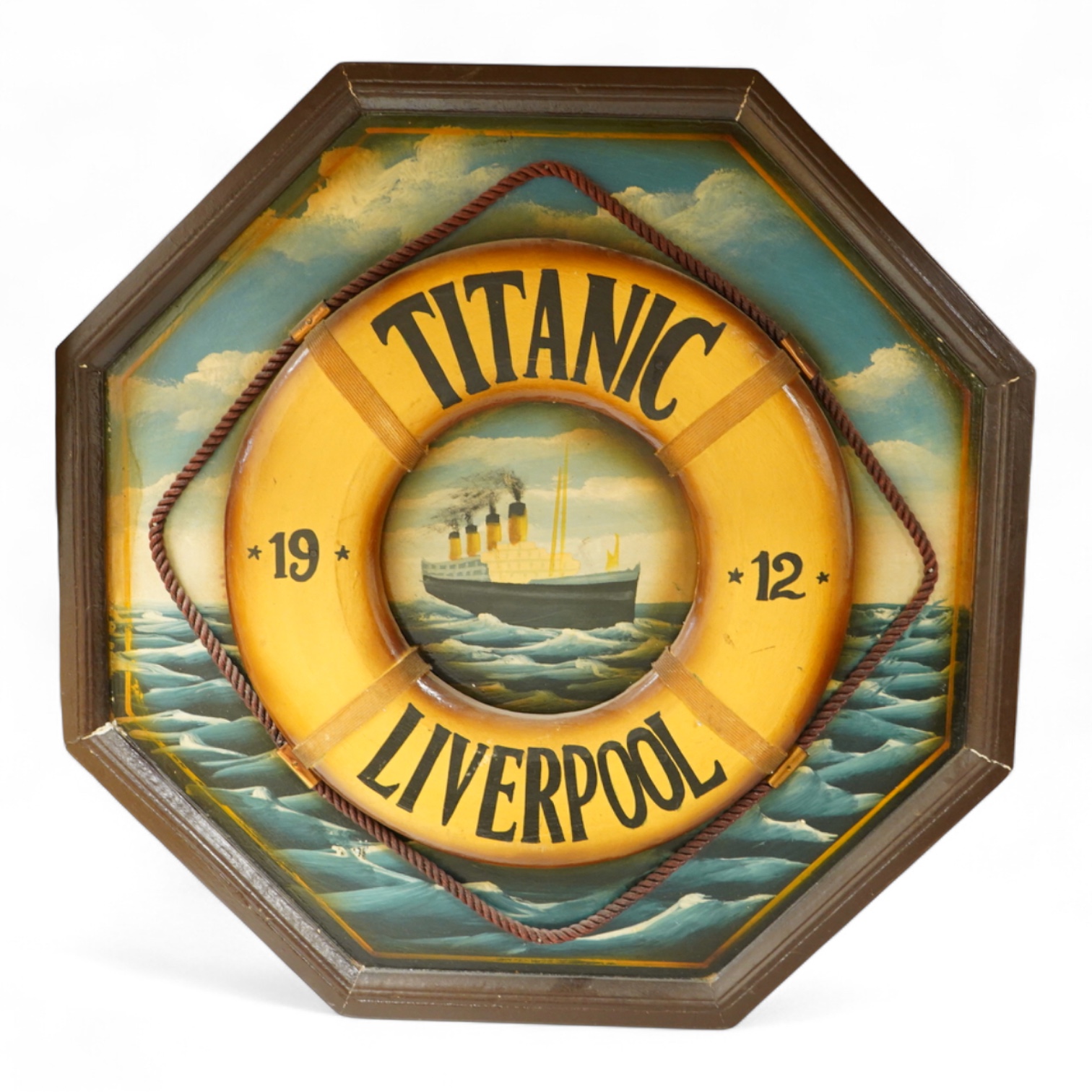 A modern painted plaque of 'Liverpool Titanic'